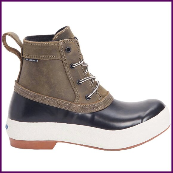 Waterproof Leather Lace-Up Boots Slip-Resistant Arch Support Mid-Calf